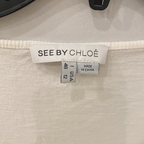 See by Chloe ruffle T Shirt scoop Neckline Women's Size 12 - Picture 3 of 4